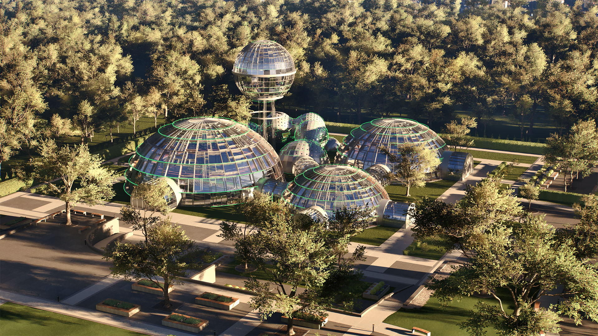 Research Park - futuristic dome structures for research